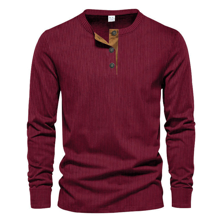 Herren Langarm-Henley-Shirt mit strukturiertem Design Echoarchiv