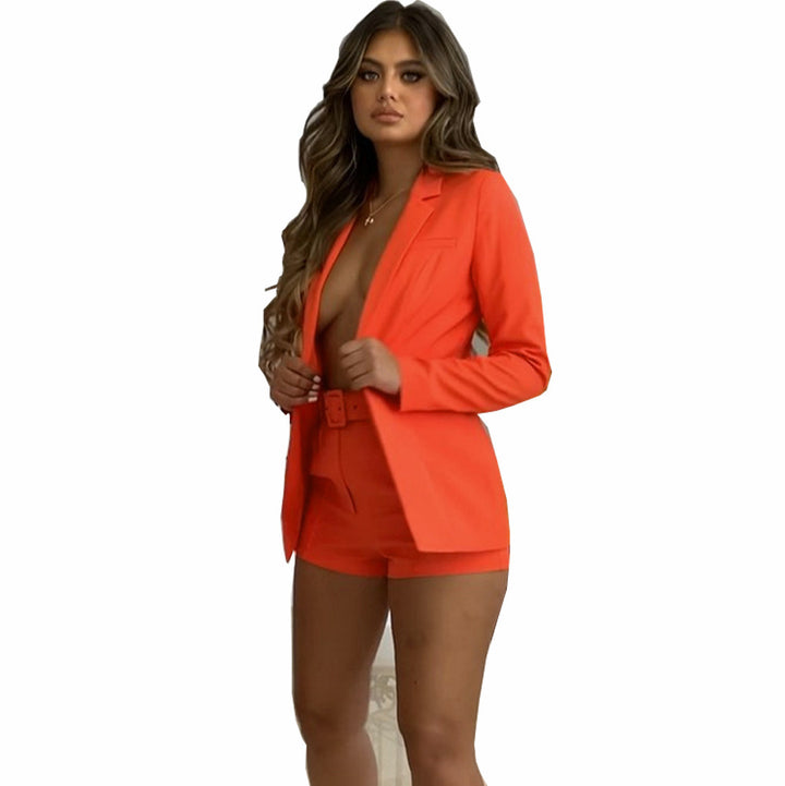Damen Elegantes Zweiteiliges Blazer‑Shorts‑Set mit tailliertem Reversblazer und High‑Waist Shorts – Valéne