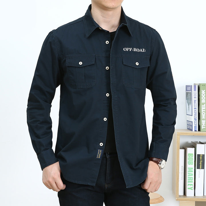 Herren Baumwoll-Utility-Hemd mit Pattentaschen und legerer Passform – Arvello