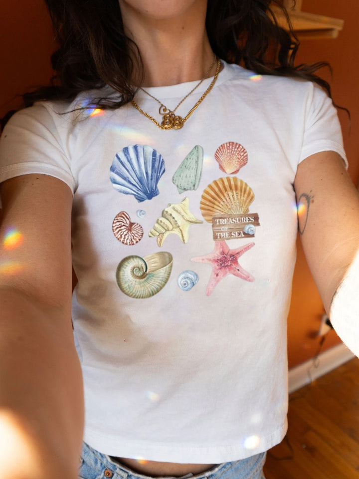 Damen Crop-T-Shirt mit auffälligem Statement-Print Echo Archiv 1777452337