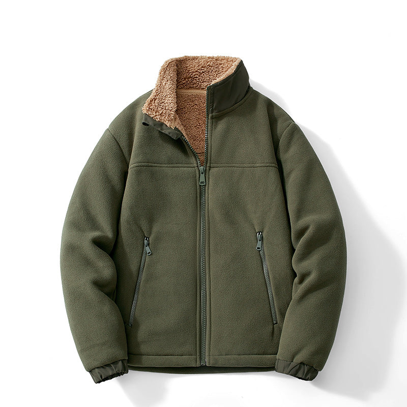 Herren Teddygefütterte Fleecejacke mit Stehkragen, Reißverschluss und Thermo-Innenfutter Echoarchiv