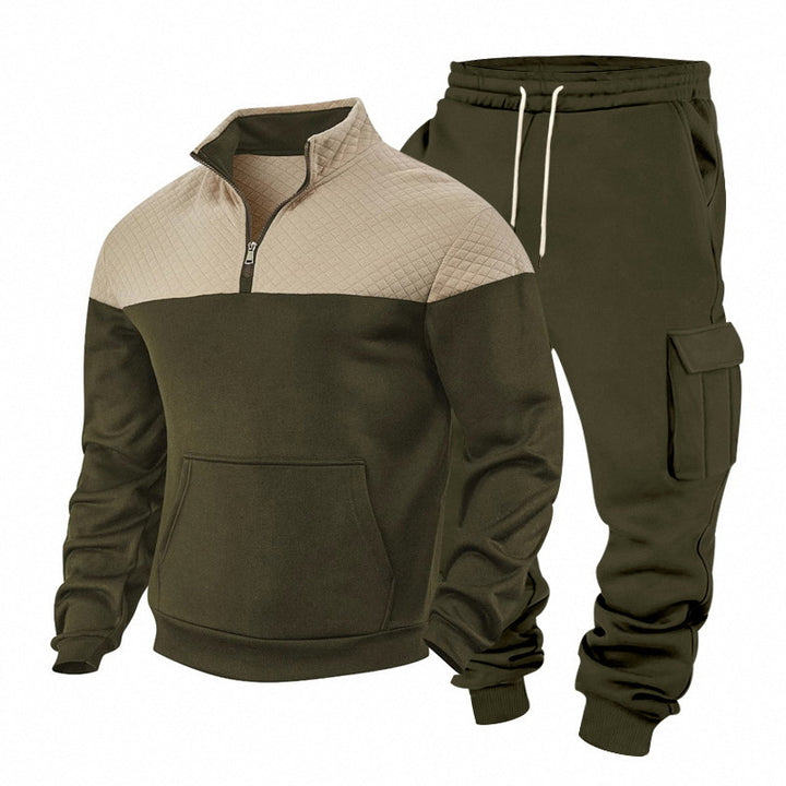 Herren Freizeit-Trainingsanzug mit Steppkragen und Cargo-Jogger Echoarchiv