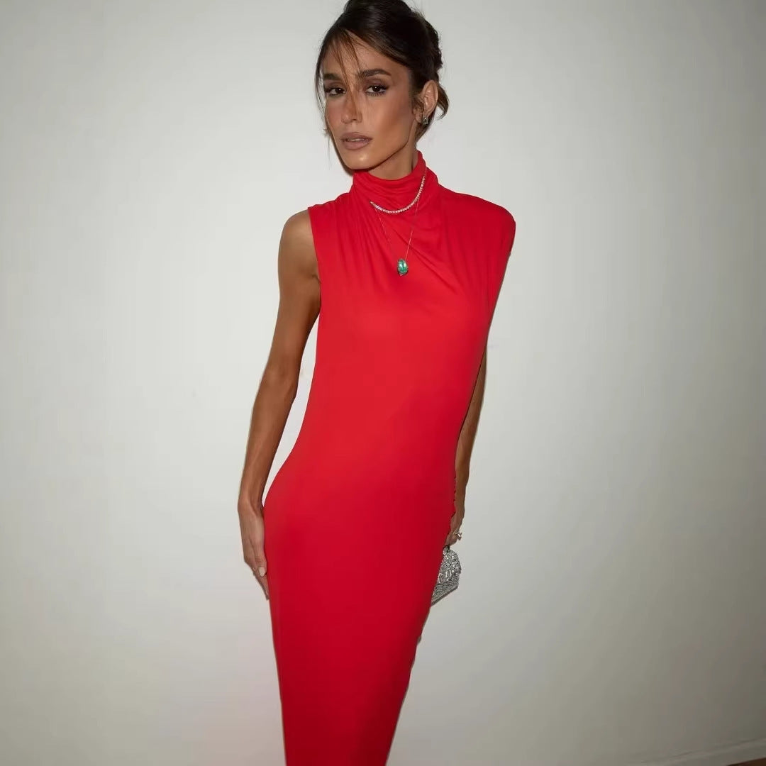 Damen figurbetontes Abendkleid mit elegantem Halsteinsatz Echo Archiv