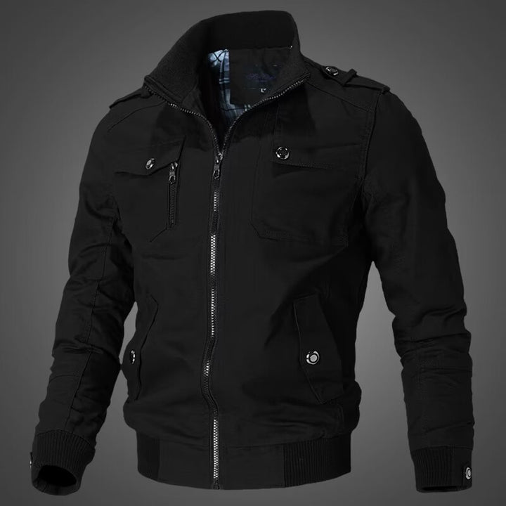Herren nan taillierte Canvas-Bomberjacke mit Stehkragen, Reißverschlussfront, Schulterpatten und funktionalen Taschen Echo Archiv