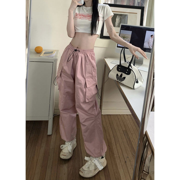 Damen nan weite Cargo-Hose mit Tunnelzugbund, verstellbarem Saum und Mehrfachtaschen Echo Archiv