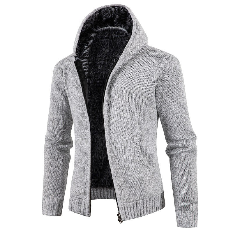 Herren kuschelige Strickjacke mit hohem Kragen und praktischen Taschen Echoarchiv