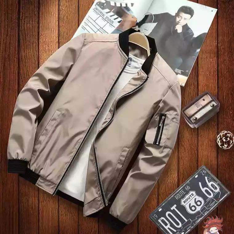 Herren Bomberjacke im Aviator-Microfiber-Look mit Ärmeltasche und gerippten Abschlüssen Echoarchiv