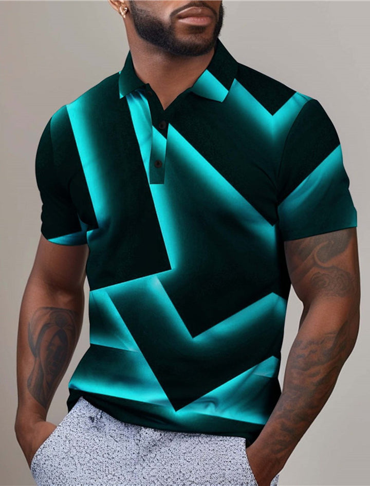 Herren Polohemd mit modernem geometrischen Muster und hochwertiger Baumwollqualität Echoarchiv