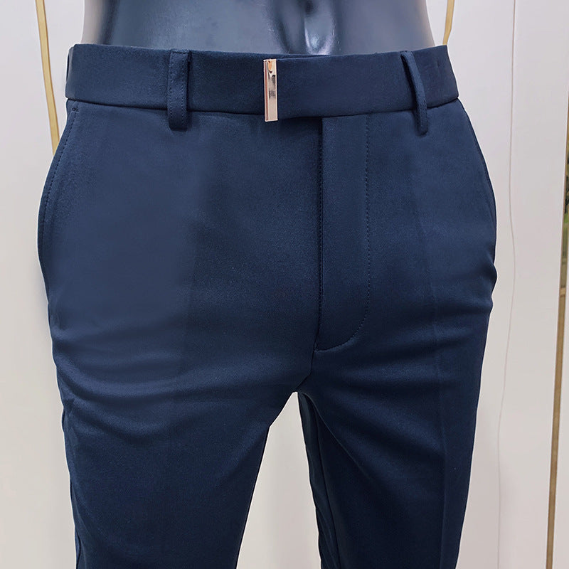 Herren nan schmale elegante Anzughose mit dezenter Goldschließe und Bügelfalte Echo Archiv
