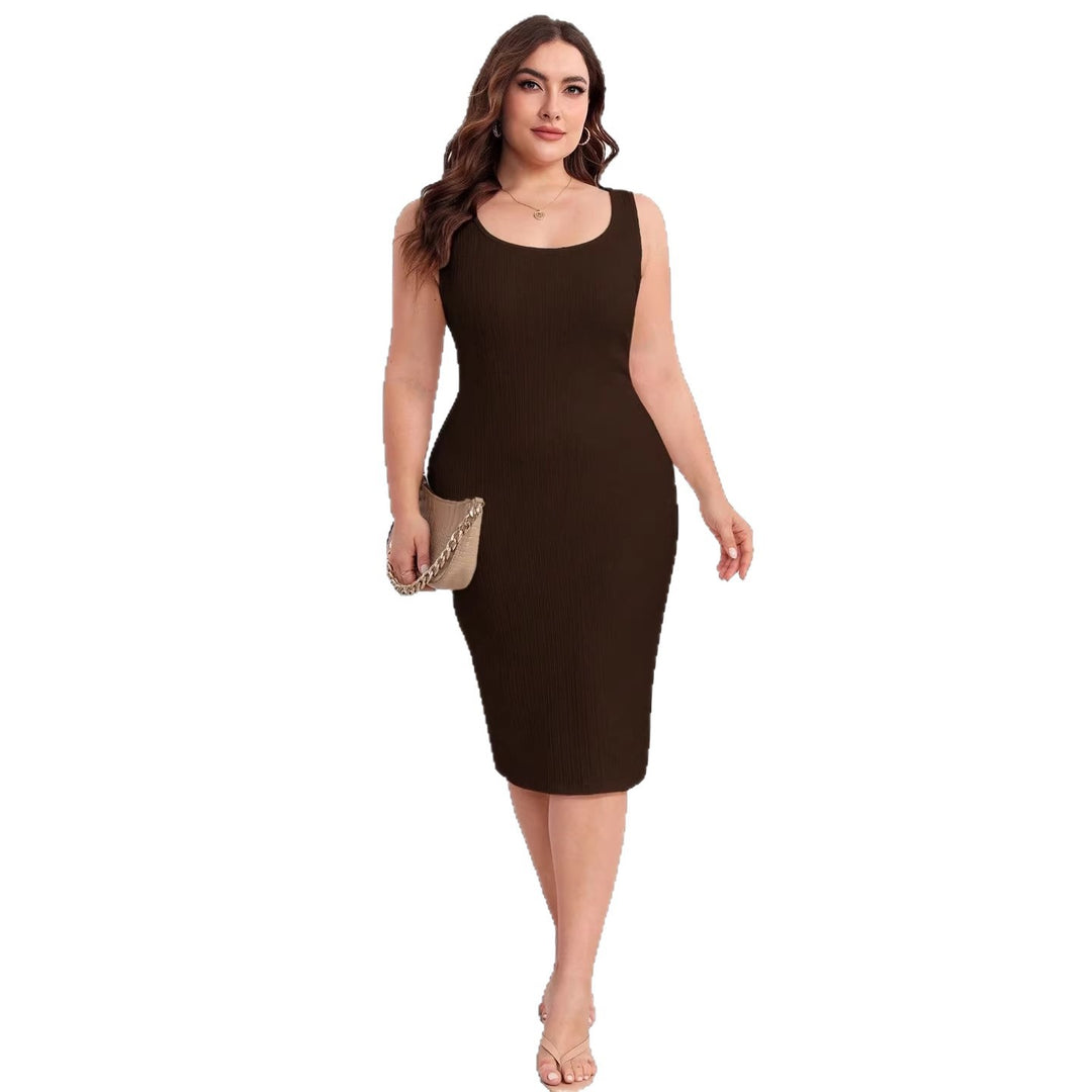 Damen figurbetontes Midi-Kleid mit geschmeidiger Rippstruktur und elegantem Rundhalsausschnitt Echo Archiv