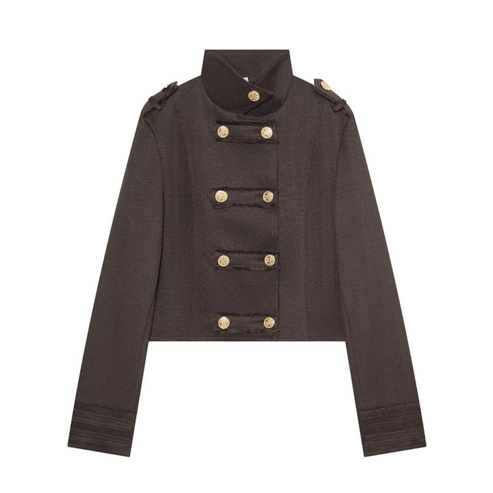 Damen Cropped Uniformjacke im Militärstil mit Stehkragen und Zierknopfleiste Echo Archiv