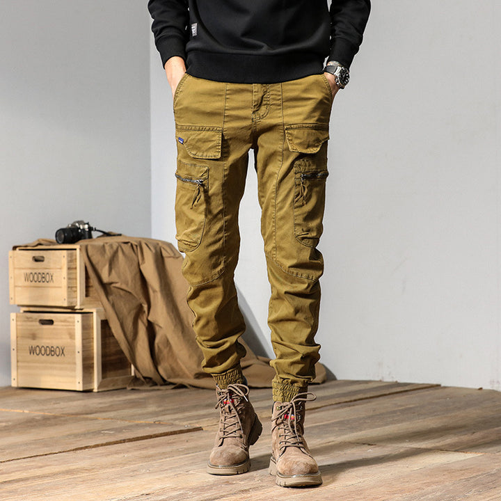 Herren Multifunktionale Cargo-Jogginghose im Tactical-Canvas-Stil mit Knie‑Paneelen, Reißverschluss‑ und Klappentaschen Echo Archiv