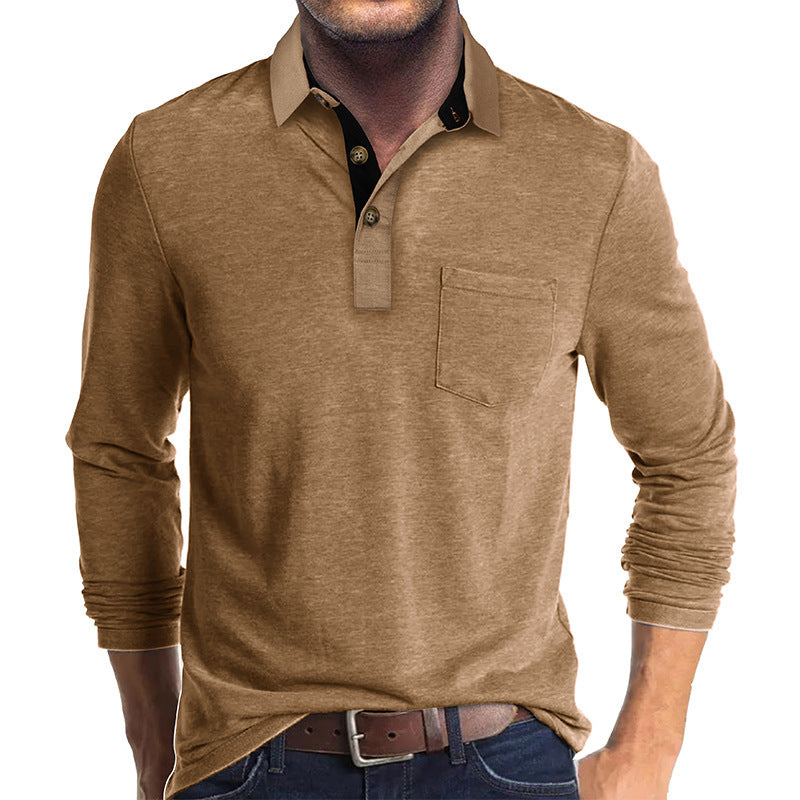 Herren Poloshirt mit langen Ärmeln und Brusttasche Echoarchiv