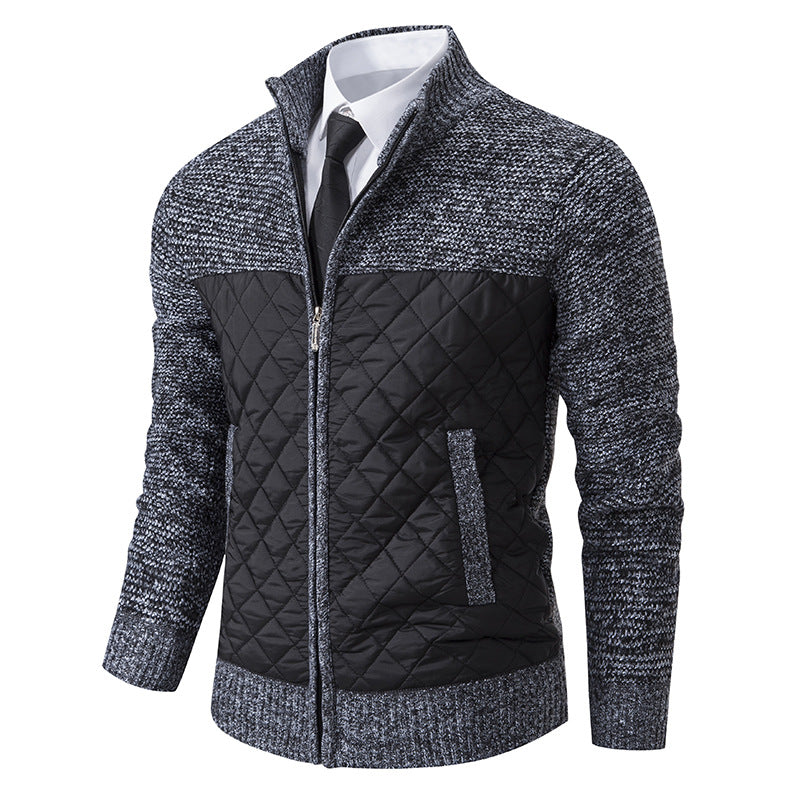 Herren nan gesteppte Hybrid-Strickjacke mit diamantsteppung, Stehkragen, isolierendem Thermofutter und Reißverschluss Echo Archiv