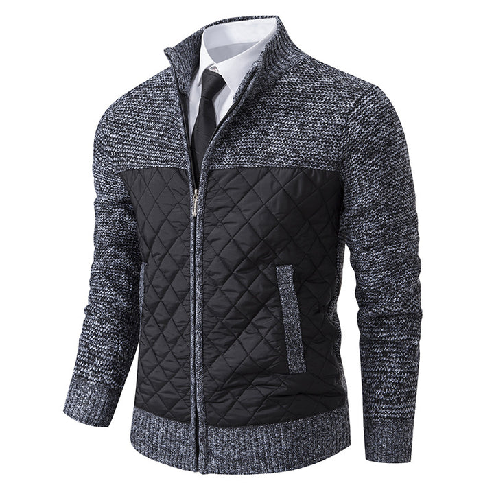 Herren nan gesteppte Hybrid-Strickjacke mit diamantsteppung, Stehkragen, isolierendem Thermofutter und Reißverschluss Echo Archiv