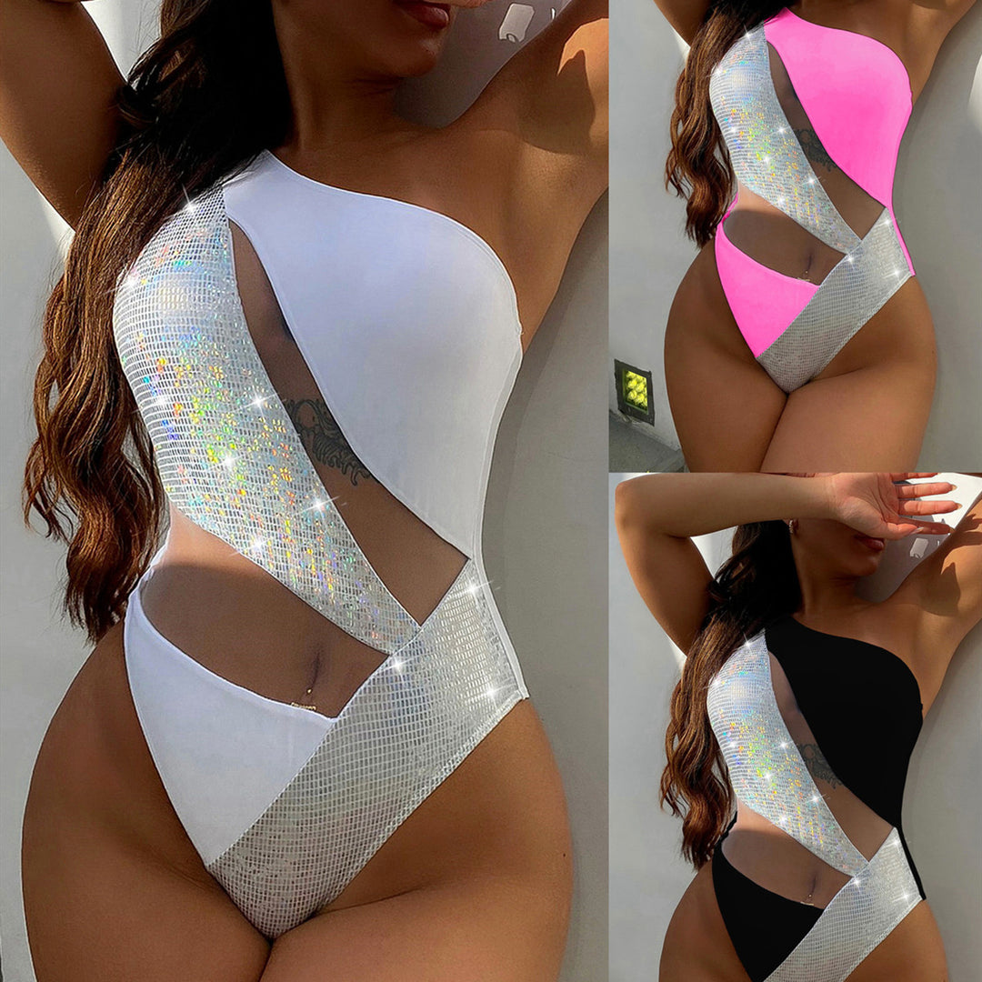 Damen Einseitiger Cut-Out Badeanzug mit glitzerndem Designelement Echo Archiv
