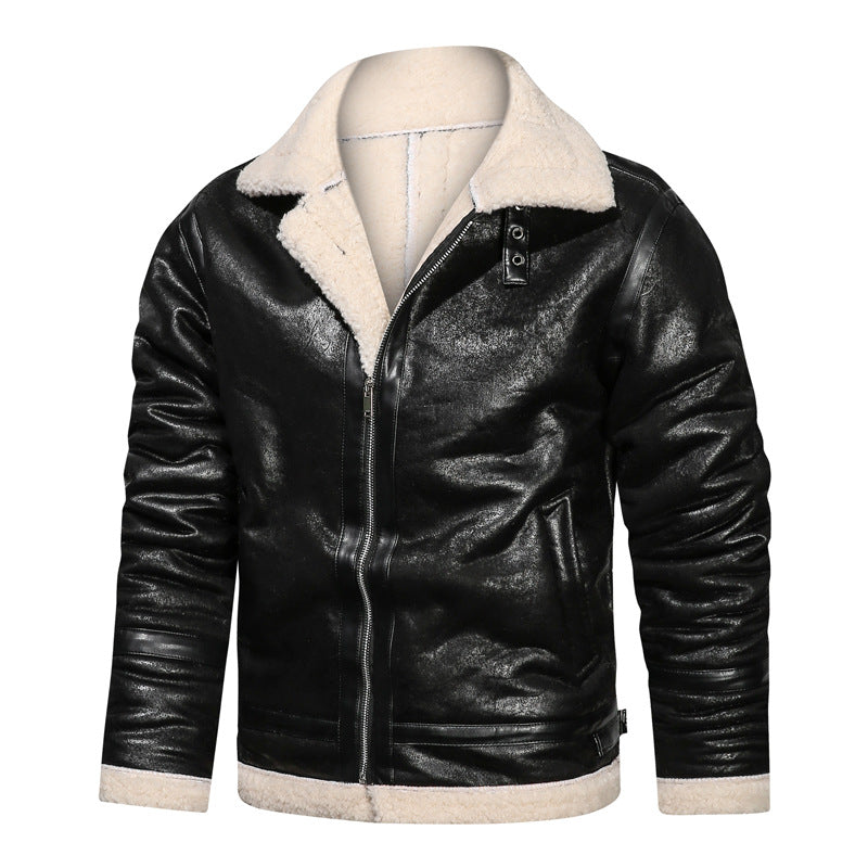 Herren Fliegerjacke mit Lammfellfutter und Vintage Kunstlederoptik – Taviero