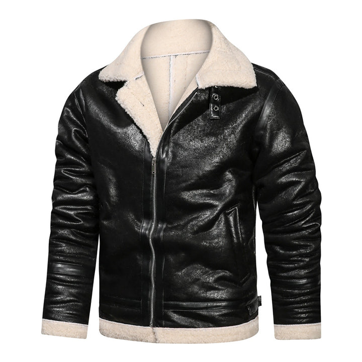 Herren Fliegerjacke mit Lammfellfutter und Vintage Kunstlederoptik – Taviero