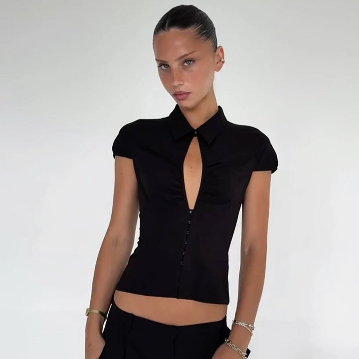 Damen Elegantes tailliertes Blusenshirt mit einem Reißverschluss Echo Archiv