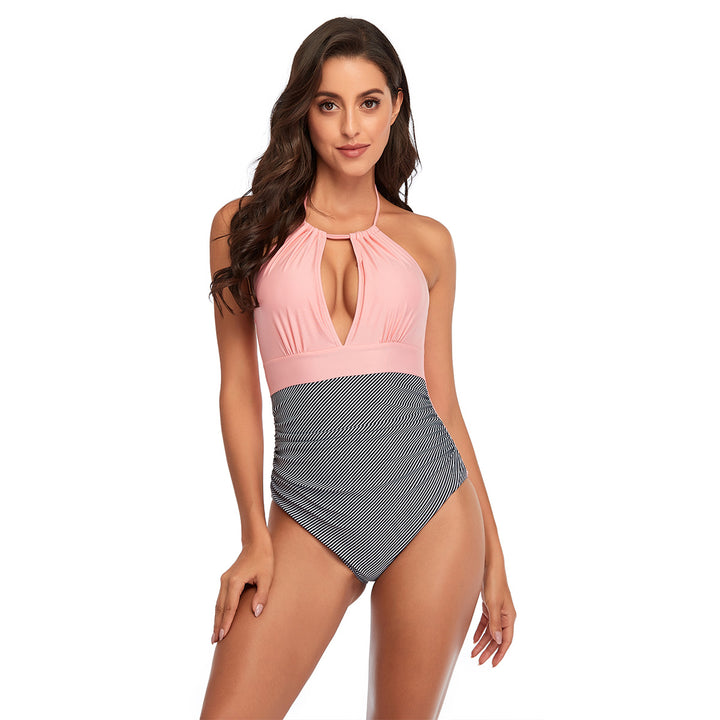 Damen Eleganter Einteiler Badeanzug mit tiefem V-Ausschnitt und geschmeidigem Stoff Echo Archiv