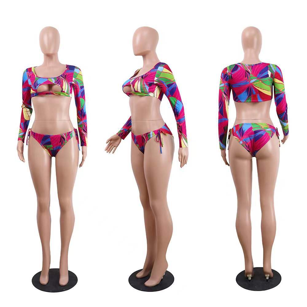 Damen Bikini-Set mit langärmeligen Oberteil und ausgefallenem Muster Echo Archiv