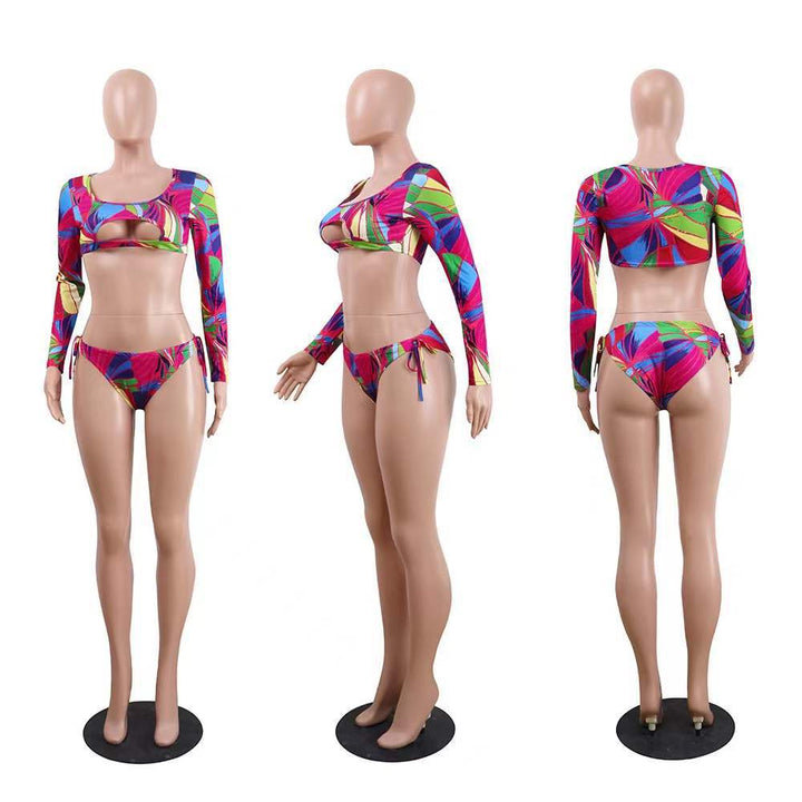 Damen Bikini-Set mit langärmeligen Oberteil und ausgefallenem Muster Echo Archiv
