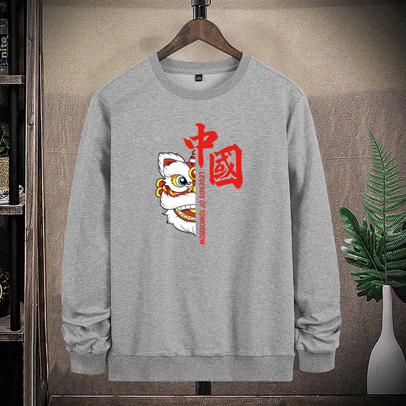 Herren Sweatshirt mit traditionellem Löwentanz‑Motiv und Rundhalsausschnitt Echo Archiv