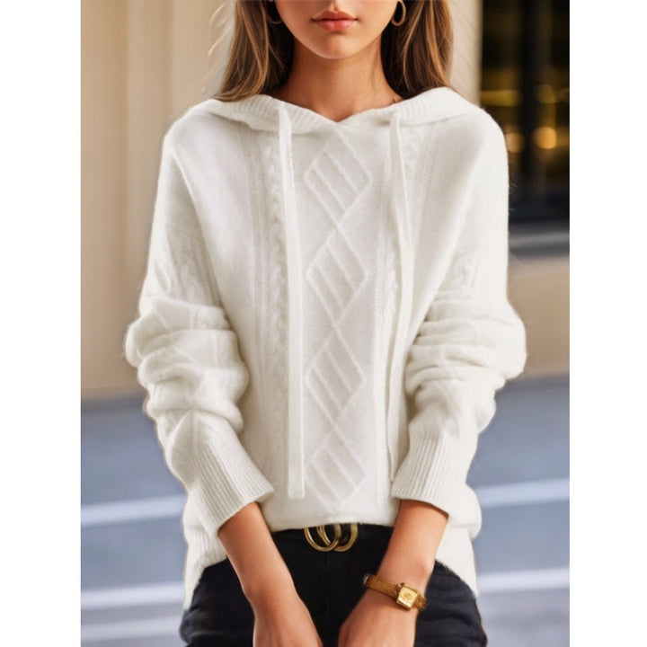 Damen nan kuscheliger Kapuzenpullover aus Kaschmirmischung mit Zopfmuster und Oversize-Schnitt Echo Archiv
