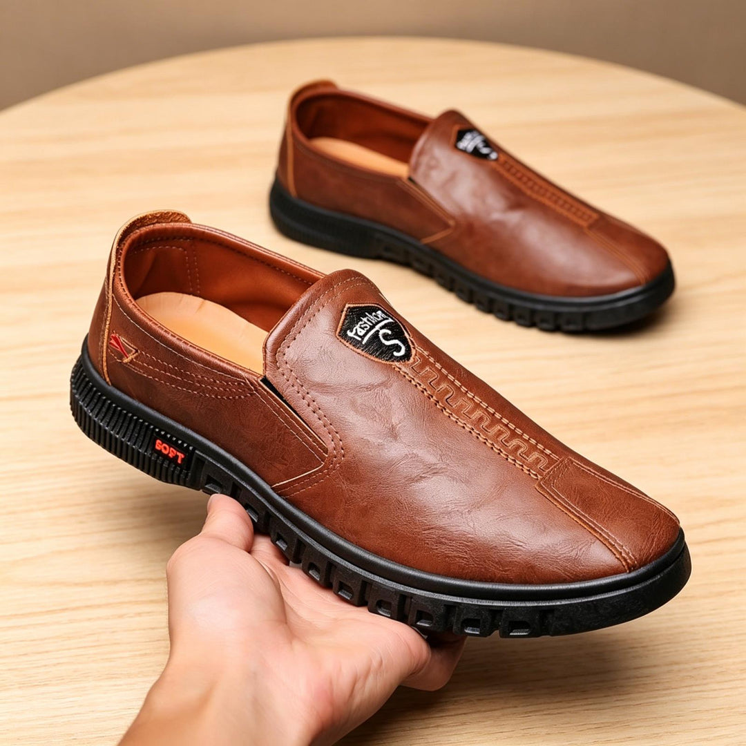 Herren Elegante und Bequeme Slip-On Lederschuhe Echoarchiv
