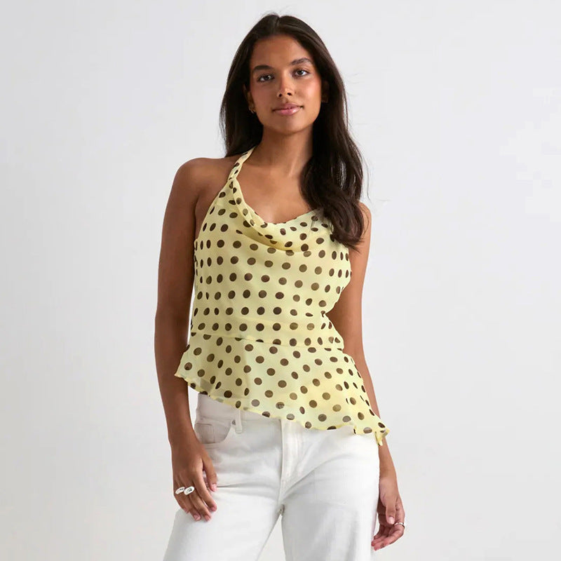Damen Hängerchen-Top mit verspieltem Polka-Dots-Muster und voluminösem Saum Echo Archiv