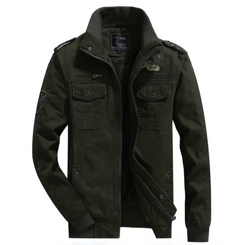 Herren Canvas-Flightjacke mit wärmender Fleece-Innenlage, Schulterklappen und Multifunktions-Taschen – Taviero