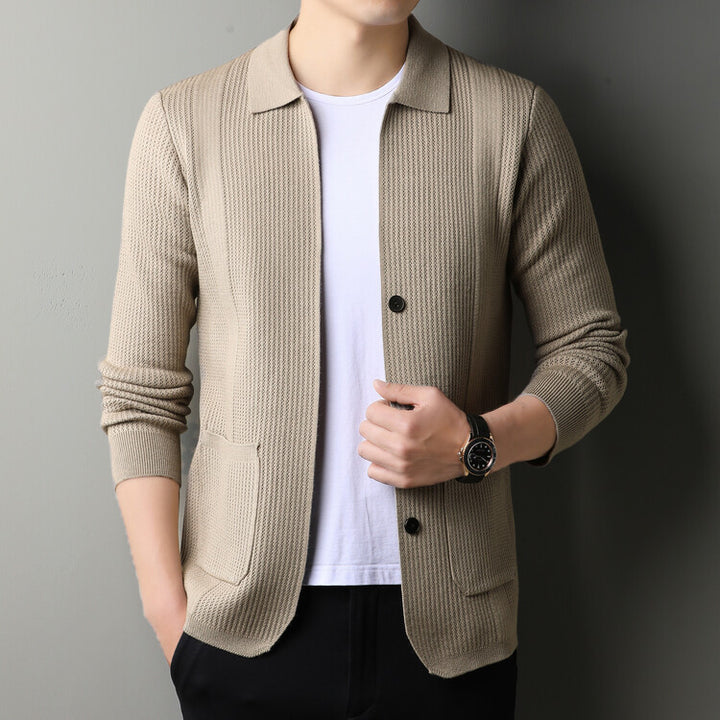 Herren lässiger Strickcardigan mit strukturierter Oberfläche Echoarchiv
