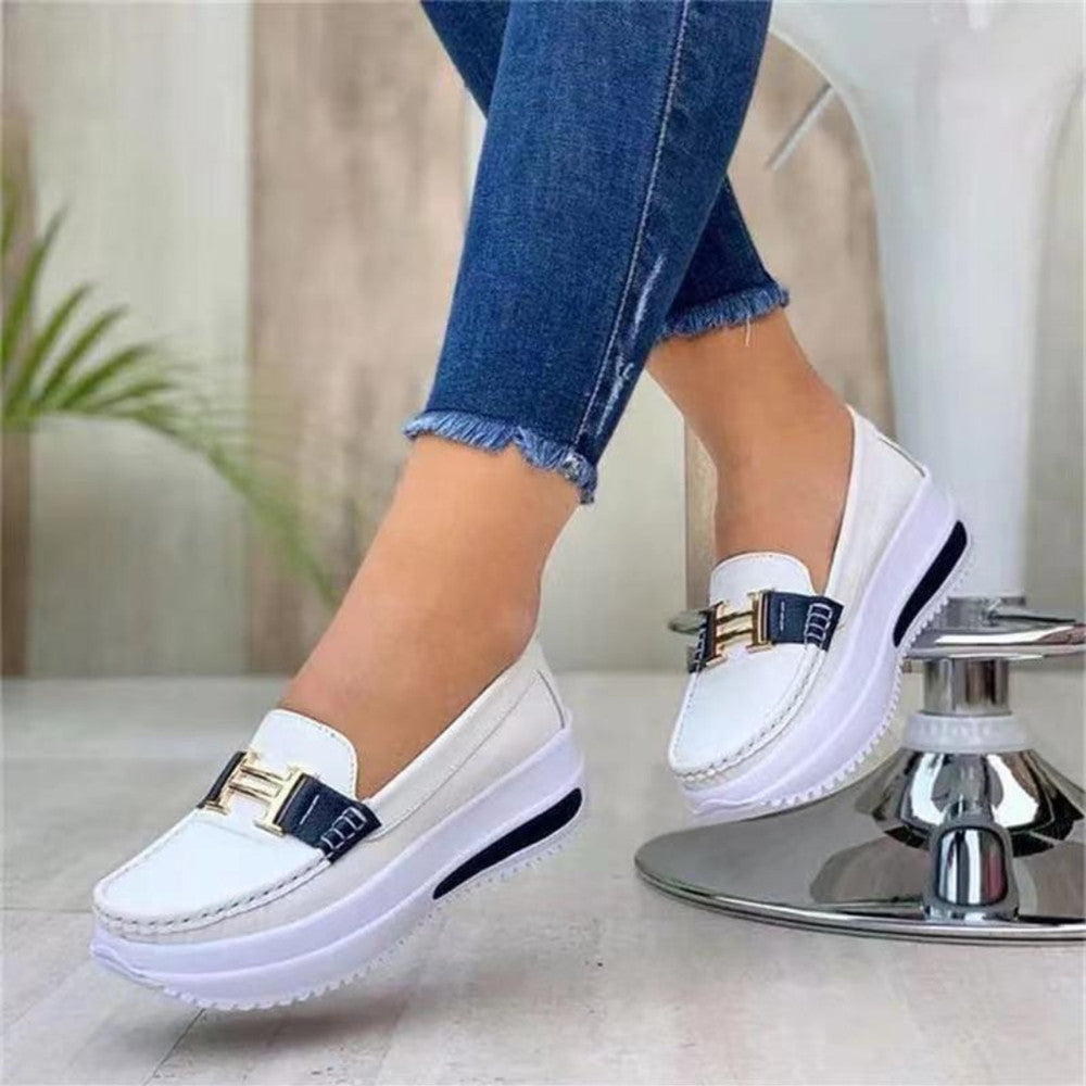 Damen  leichte Plateau-Slipper im Mokassinstil mit luftgepolsterter Gummisohle Echo Archiv