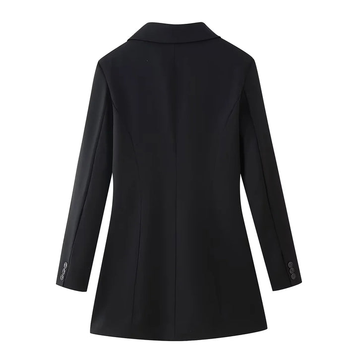 Damen taillierter Longblazer mit Reverskragen, drei Knöpfen und Pattentaschen – Valéne