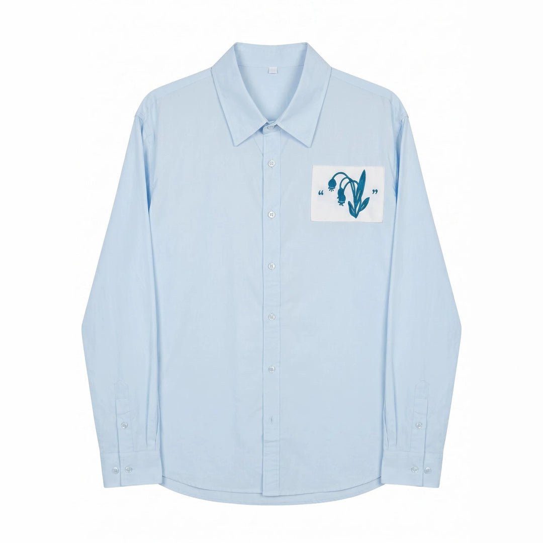 Herren Oversized Hemd mit gestickter Brustpatch und Kentkragen Echoarchiv