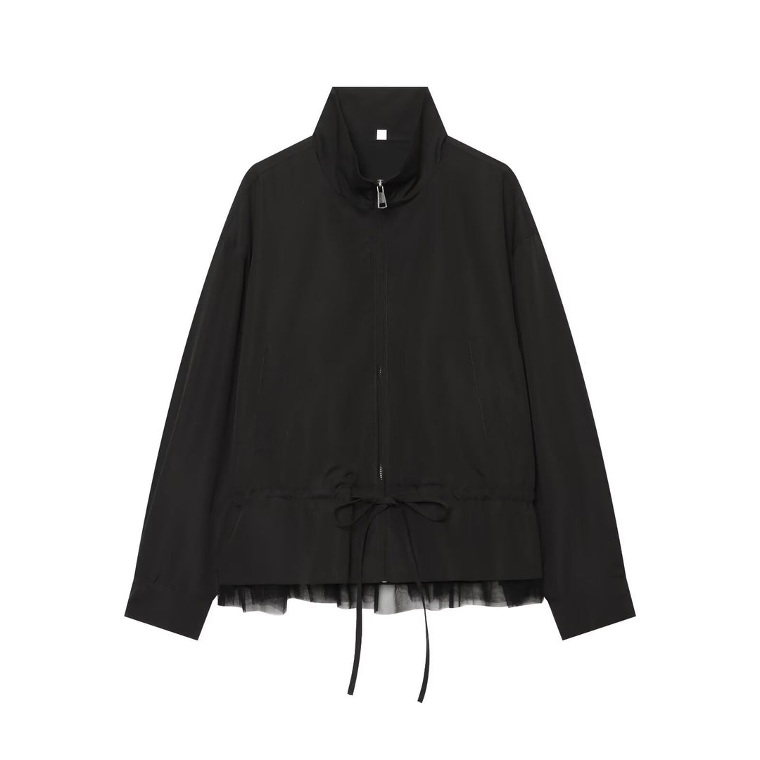 Damen Leichter Blouson mit Stehkragen, Tunnelzug‑Taille und Tüllsaum Echo Archiv
