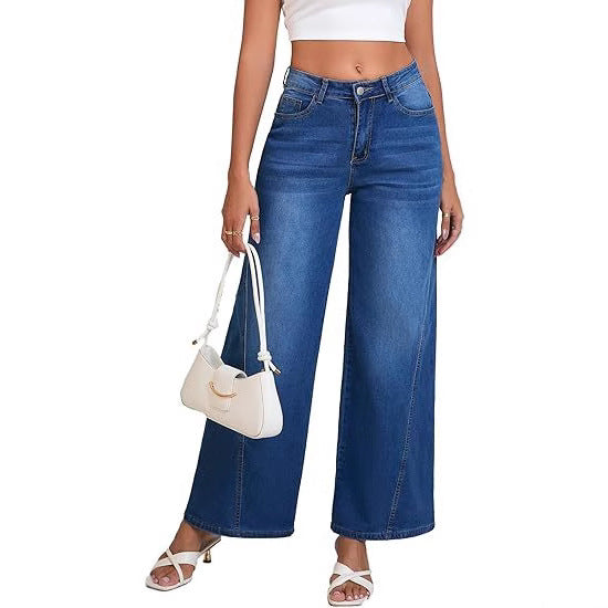 Damen High-Waist Weitbein-Jeans mit hohem Bund und lässiger Vintage-Waschung Echo Archiv