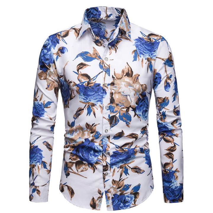 Herren Langarmhemd mit floralem Design Echoarchiv
