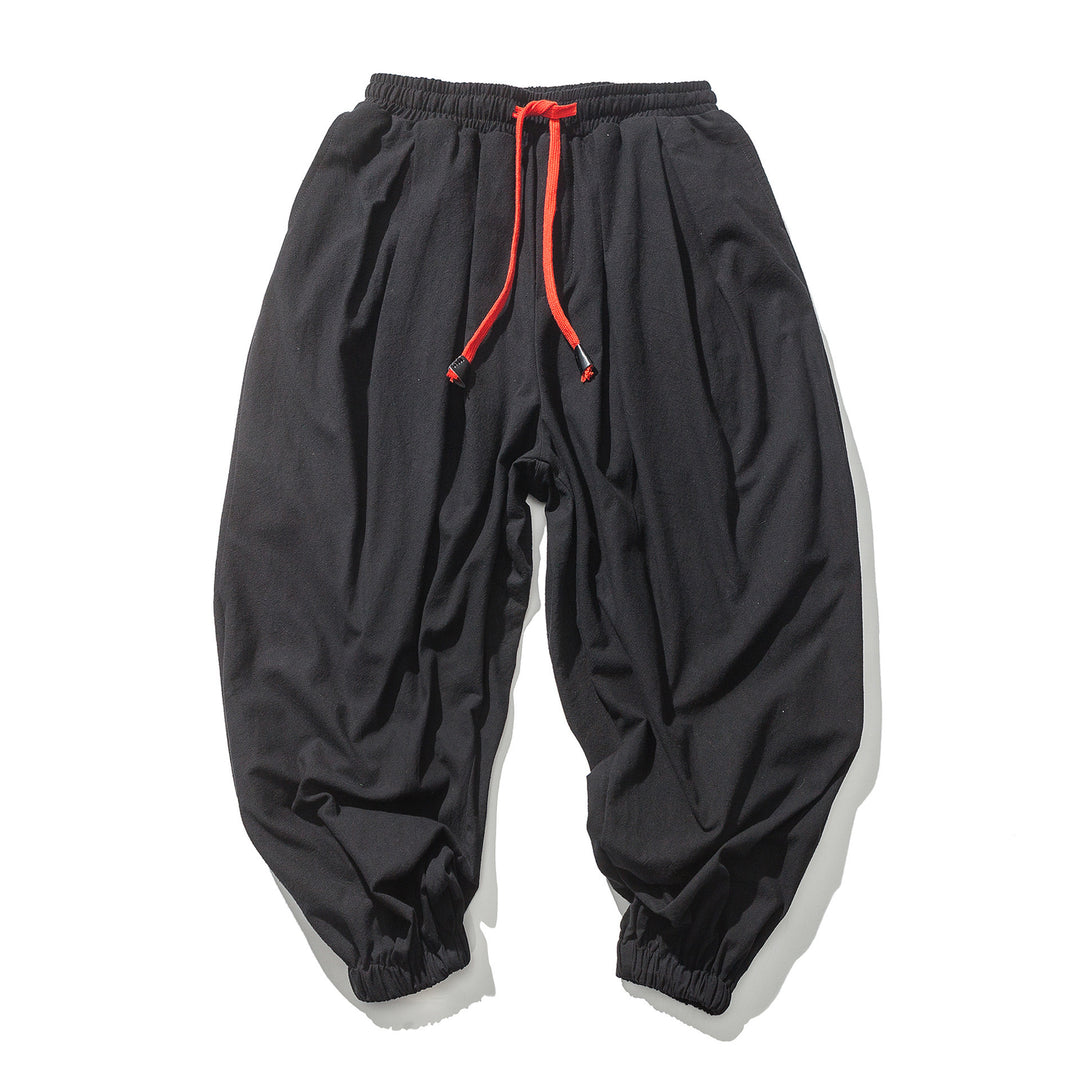 Herren nan lässige Leinen-Joggerhose mit Tunnelzug, strukturierter Oberfläche und elastischen Bündchen Echo Archiv