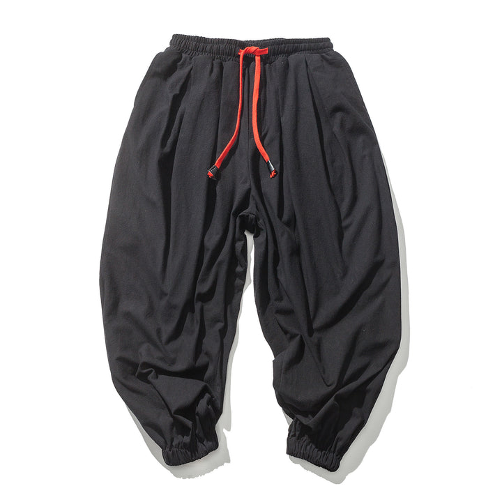 Herren nan lässige Leinen-Joggerhose mit Tunnelzug, strukturierter Oberfläche und elastischen Bündchen Echo Archiv