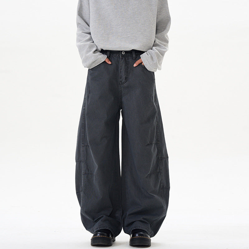 Damen Ultraweite Baumwoll-Canvas Palazzo-Hose mit elastischem Bund und Utility-Nähten Echo Archiv
