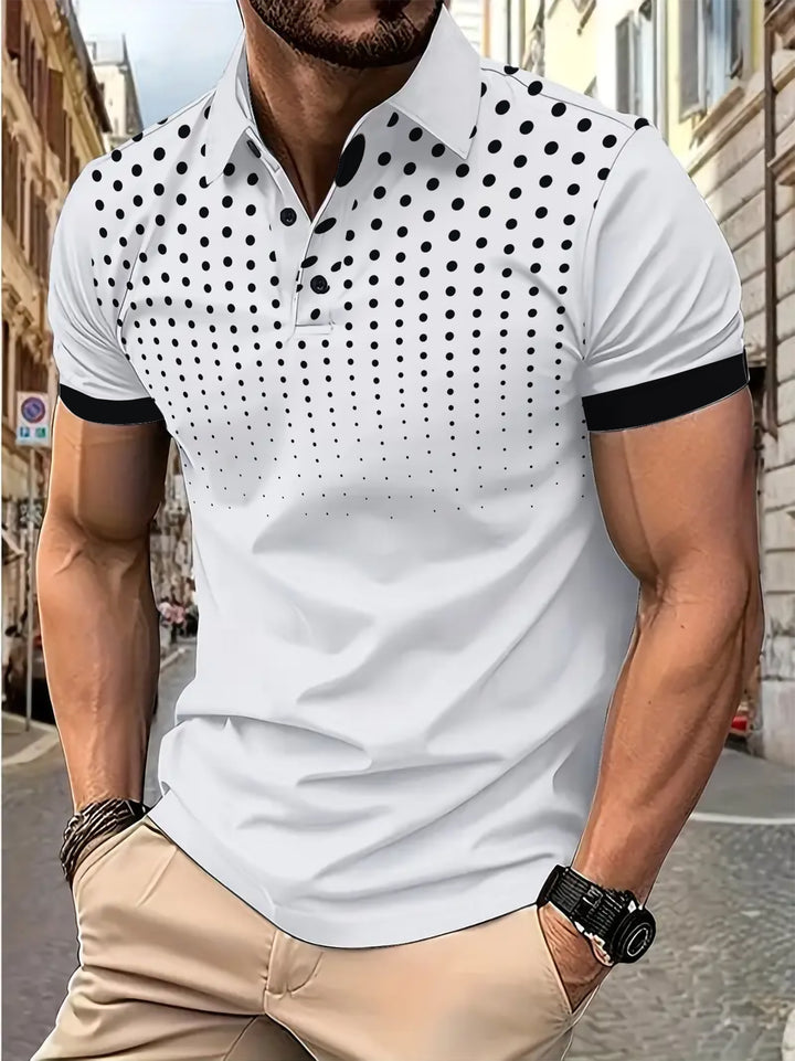 Herren Poloshirt mit dynamischem Punktmuster und modernem Schnitt Echoarchiv