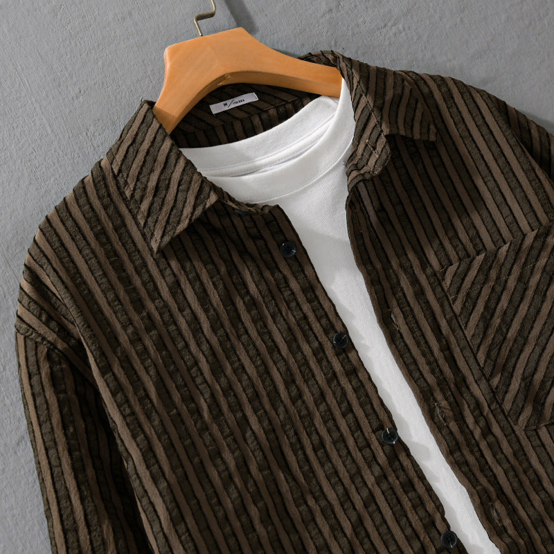 Herren Strukturierter Cord-Overshirt im Relaxed-Fit mit aufgesetzter Brusttasche Echoarchiv