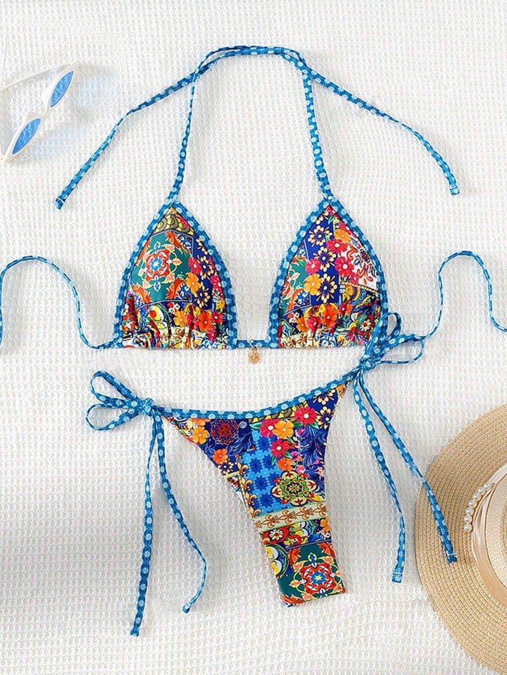 Damen Triangel-Bikini mit floralem Design und verstellbaren Bändern Echo Archiv