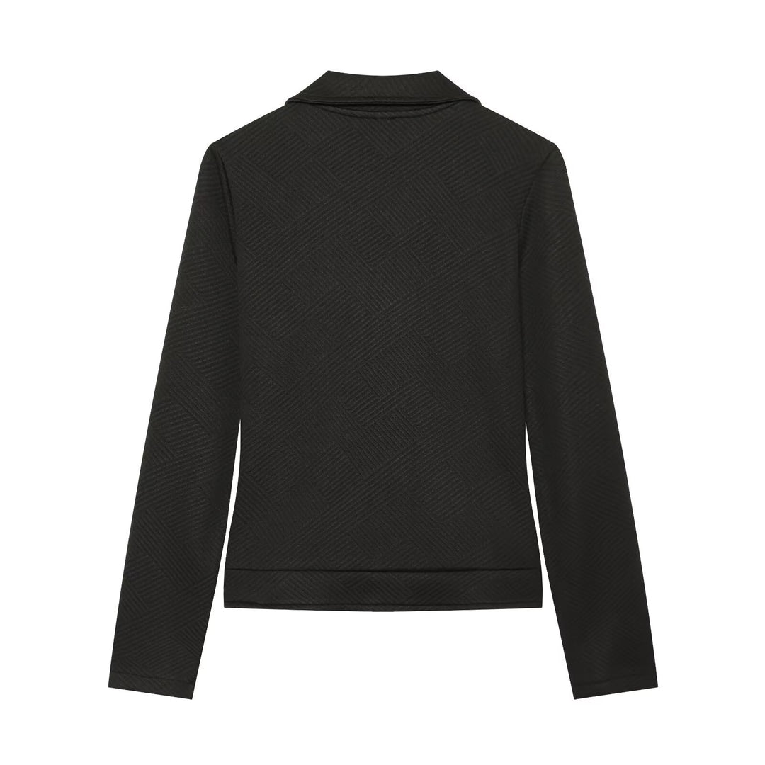 Damen Kurzjacke im Bikerstil mit asymmetrischem Reißverschluss und strukturierter Webstruktur Echo Archiv