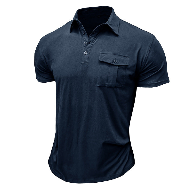 Herren Poloshirt mit modischer Brusttasche und Stehkragen Echoarchiv
