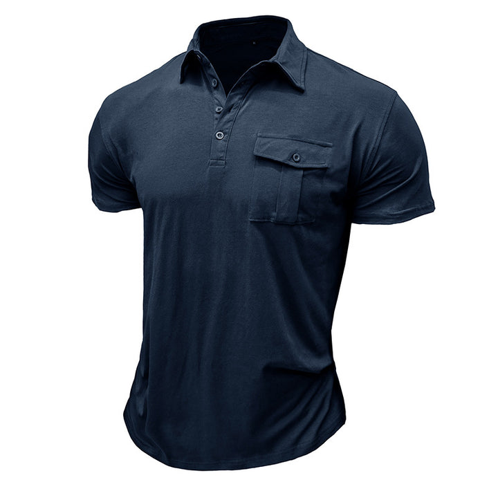 Herren Poloshirt mit modischer Brusttasche und Stehkragen Echoarchiv
