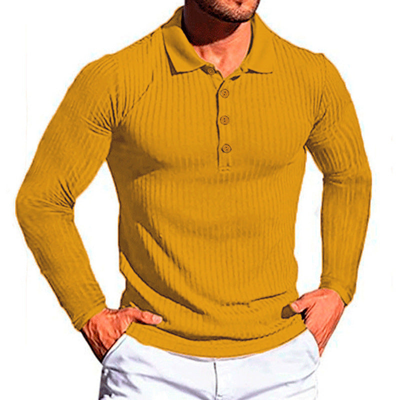 Herren elegantes langärmliges Poloshirt im strukturierten Design Echoarchiv