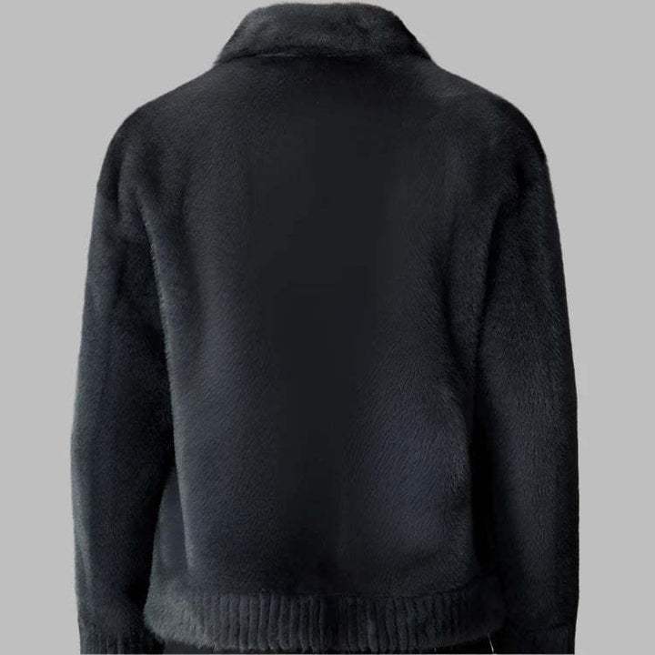 Herren elegante Plüschjacke mit Knopfverschluss Echoarchiv
