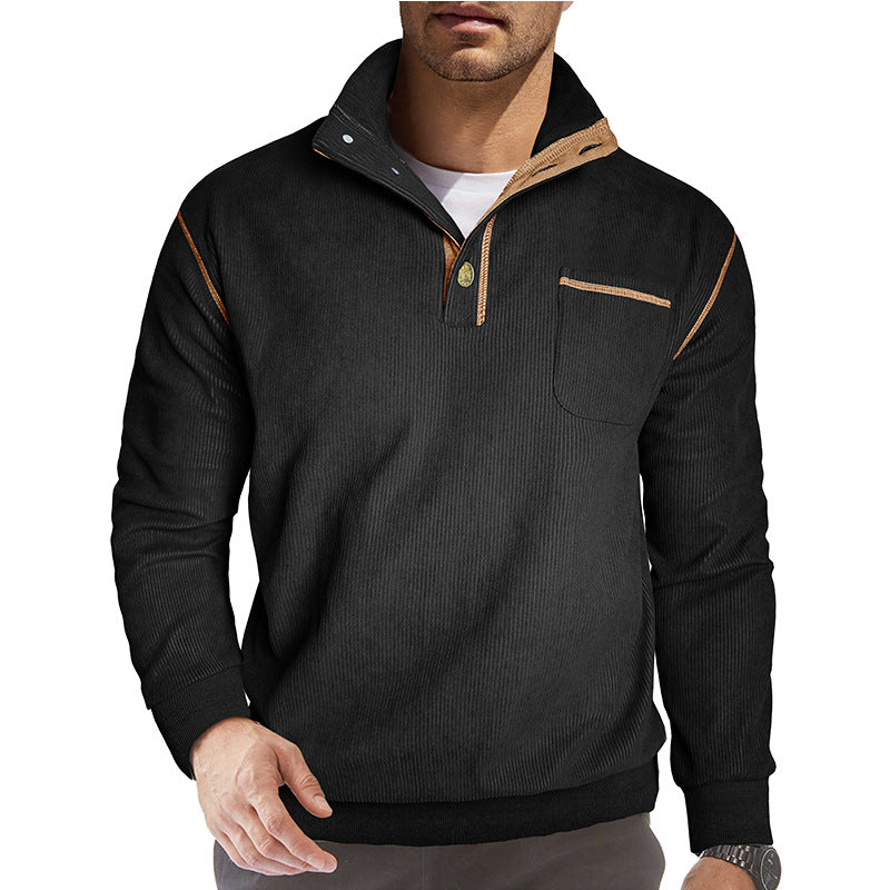 Herren modische Pulloverjacke mit hohem Kragen und Brusttasche Echoarchiv
